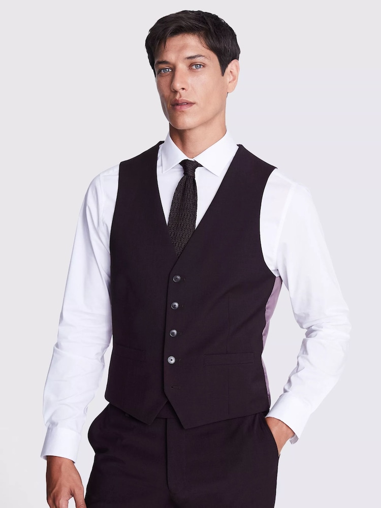 DKNY Burgundy Red Slim Fit Waistcoat - Image 1 of 2