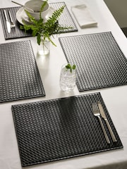 Set of 4 Black Bronx Textured Faux Leather Placemats - Image 1 of 5
