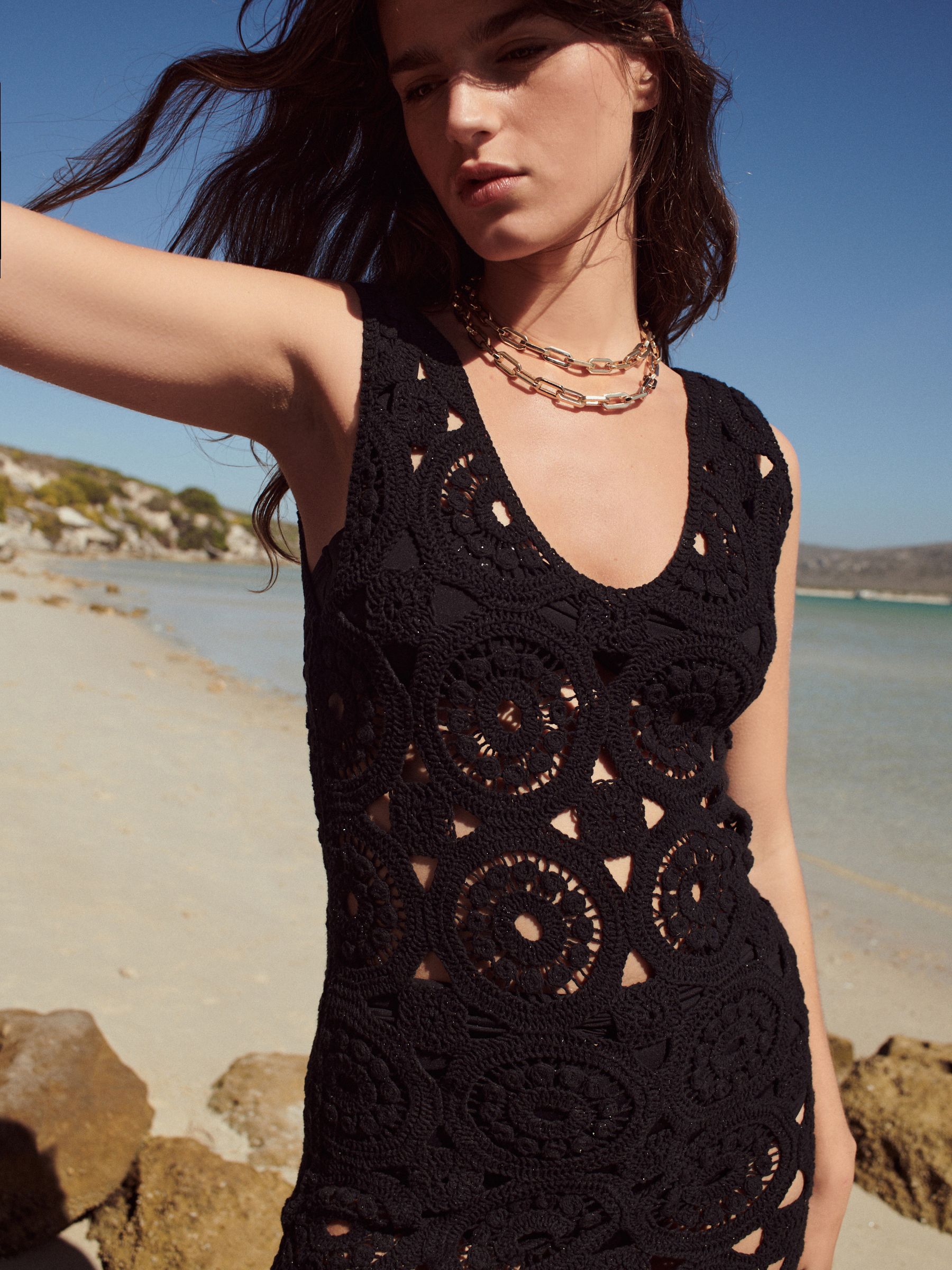 Buy Black Mini Crochet Cover Up Dress from Next Germany