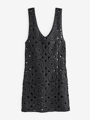 Black Mini Crochet Cover-Up Dress - Image 7 of 8