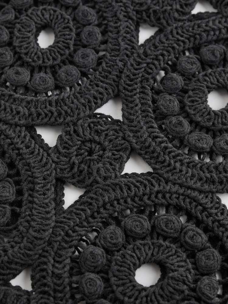 Black Mini Crochet Cover-Up Dress - Image 8 of 8