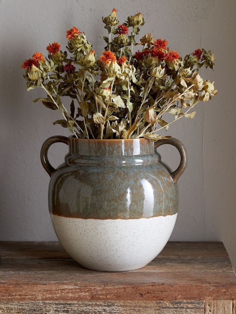 Nkuku Dark Olive Natural Inha Reactive Glaze Vase - Image 1 of 3