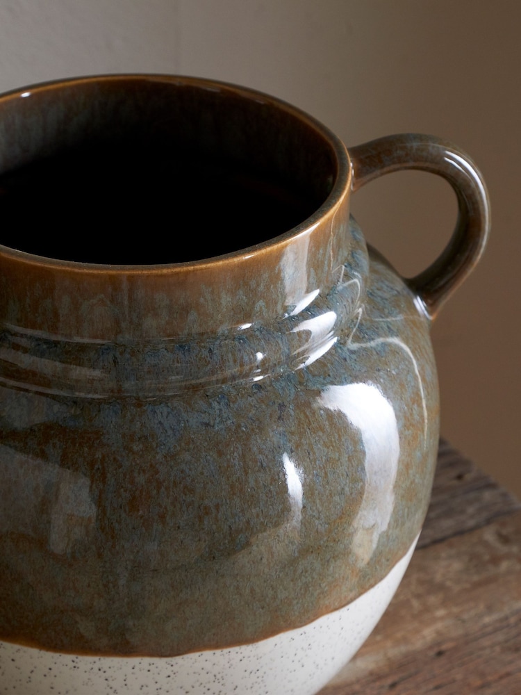 Nkuku Dark Olive Natural Inha Reactive Glaze Vase - Image 2 of 3