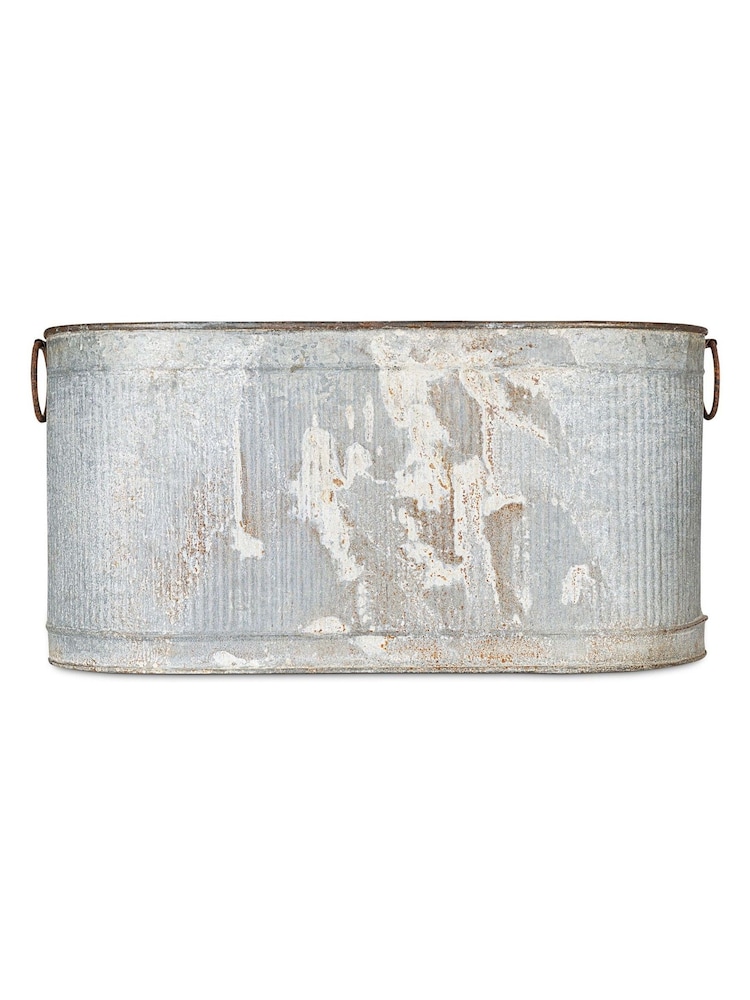 Nkuku Zinc Akasa Small Trough Planter - Image 3 of 3 Nkuku Zinc Akasa Small Trough Planter - Image 3 of 3
