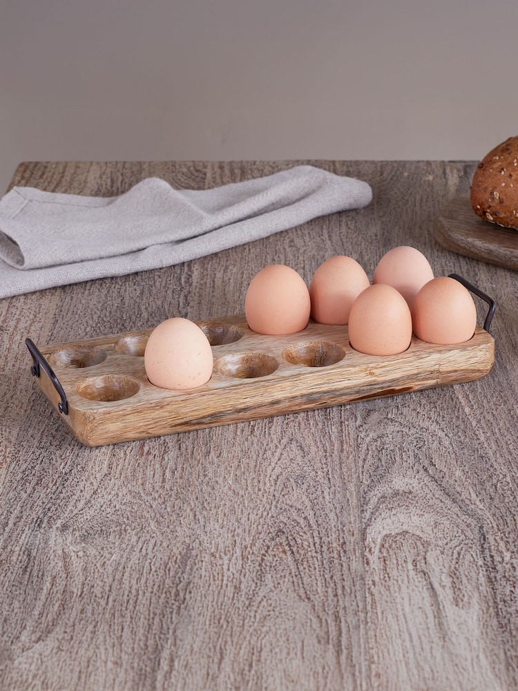 Nkuku Natural Anda Mango Wood Egg Holder - Image 1 of 3 Nkuku Natural Anda Mango Wood Egg Holder - Image 1 of 3