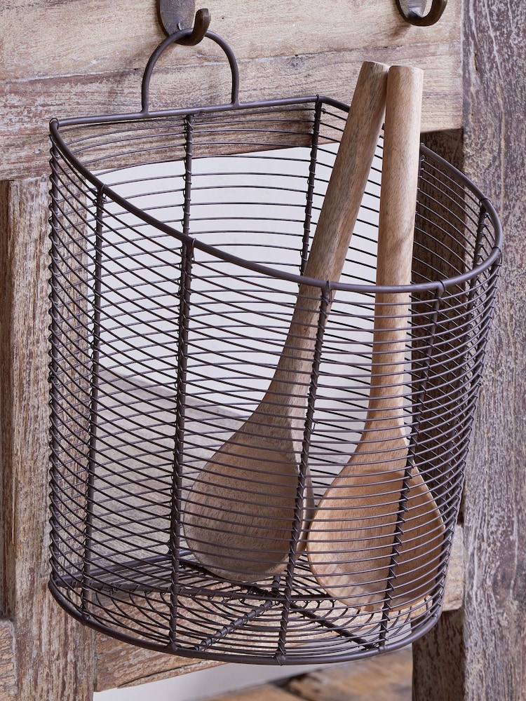 Nkuku Aged Brass Inkollu Wall Hung Basket - Image 1 of 3