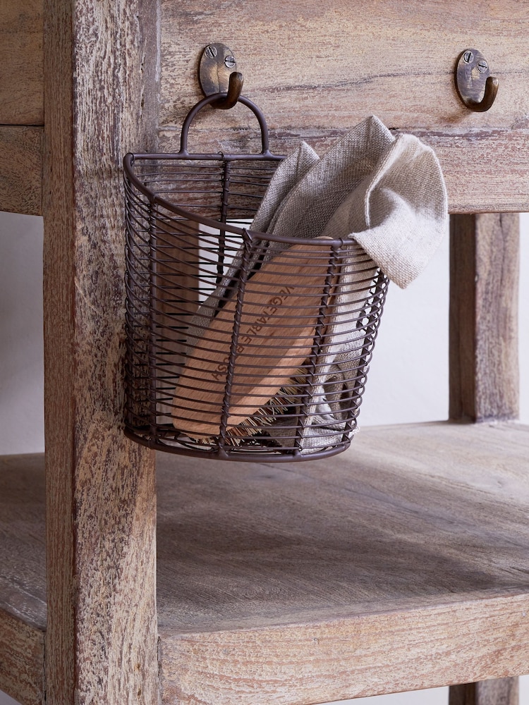 Nkuku Aged Brass Inkollu Wall Hung Basket - Image 2 of 3