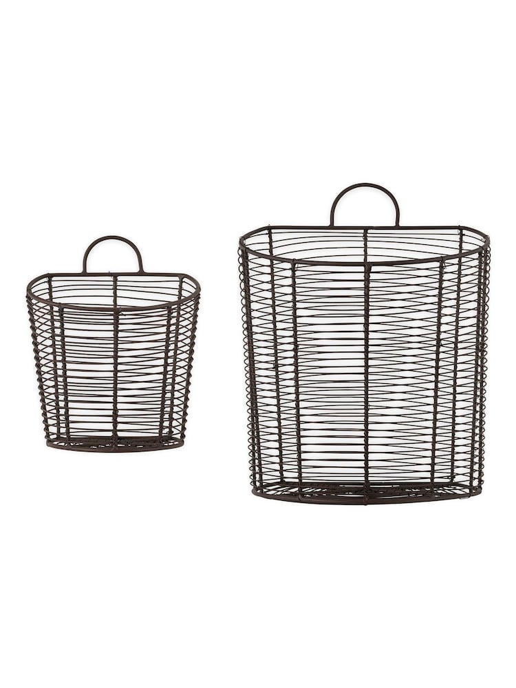 Nkuku Aged Brass Inkollu Wall Hung Basket - Image 3 of 3