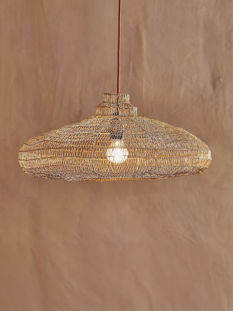 Nkuku Antique Brass Mukuni Wire Lampshade - Image 1 of 2 Nkuku Antique Brass Mukuni Wire Lampshade - Image 1 of 2