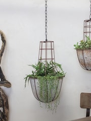 Nkuku Aged Zinc Abari Large Caged Hanging Planter - Image 1 of 2