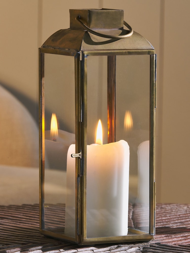 Nkuku Antique Brass Maro Brass Lantern - Image 1 of 3