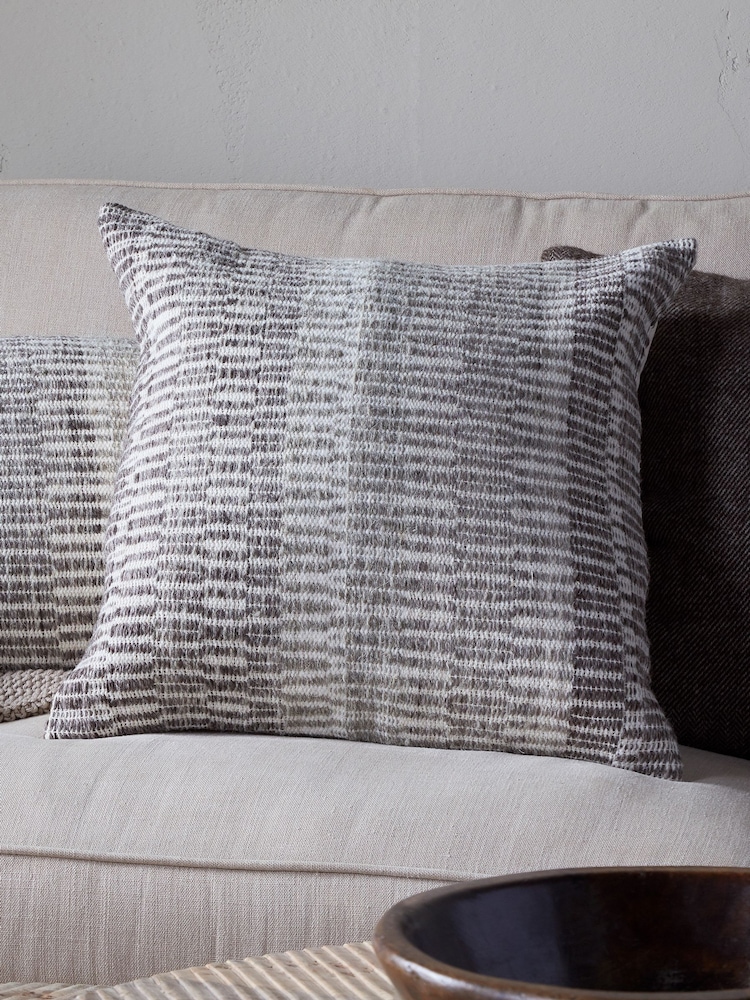 Nkuku Charcoal Aahna Wool Cushion Cover - Image 1 of 3 Nkuku Charcoal Aahna Wool Cushion Cover - Image 1 of 3