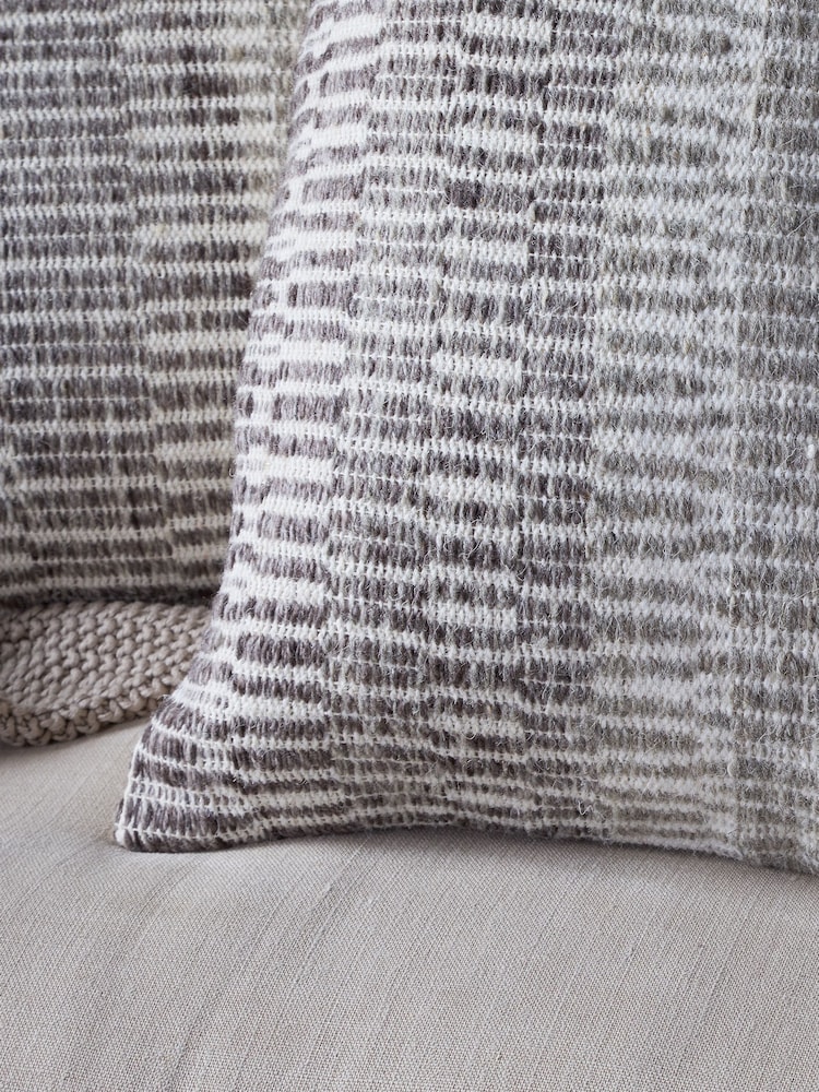 Nkuku Charcoal Aahna Wool Cushion Cover - Image 2 of 3 Nkuku Charcoal Aahna Wool Cushion Cover - Image 2 of 3