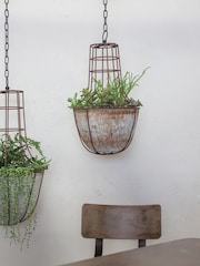 Nkuku Aged Zinc Abari Small Caged Hanging Planter - Image 1 of 2