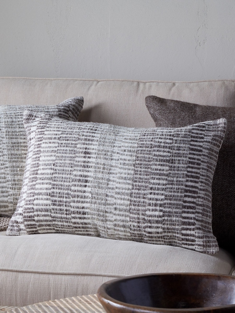 Nkuku Charcoal Aahna Wool Cushion Cover - Image 1 of 3 Nkuku Charcoal Aahna Wool Cushion Cover - Image 1 of 3