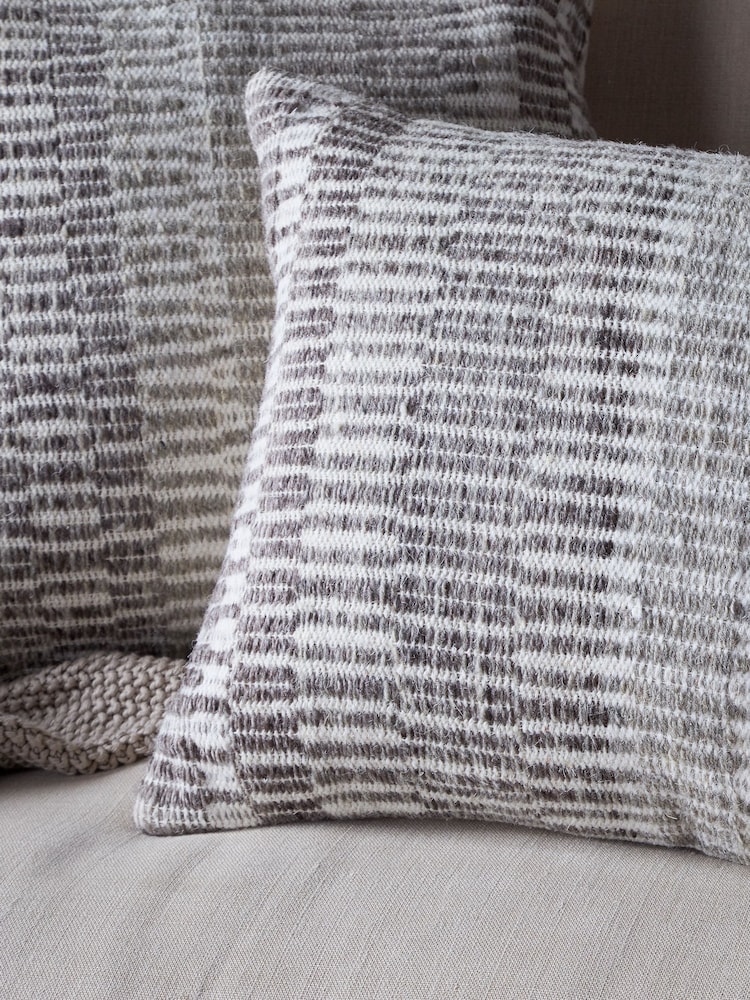 Nkuku Charcoal Aahna Wool Cushion Cover - Image 2 of 3 Nkuku Charcoal Aahna Wool Cushion Cover - Image 2 of 3