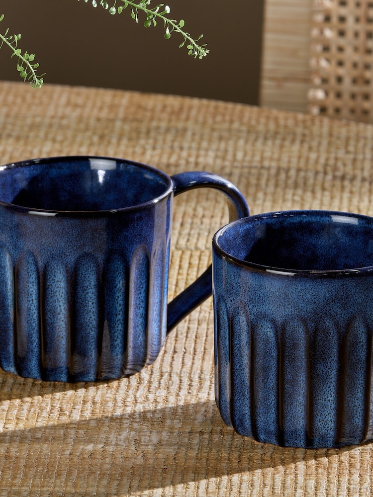 Nkuku Deep Blue Moda Set of 2 Mugs - Image 2 of 3 Nkuku Deep Blue Moda Set of 2 Mugs - Image 2 of 3