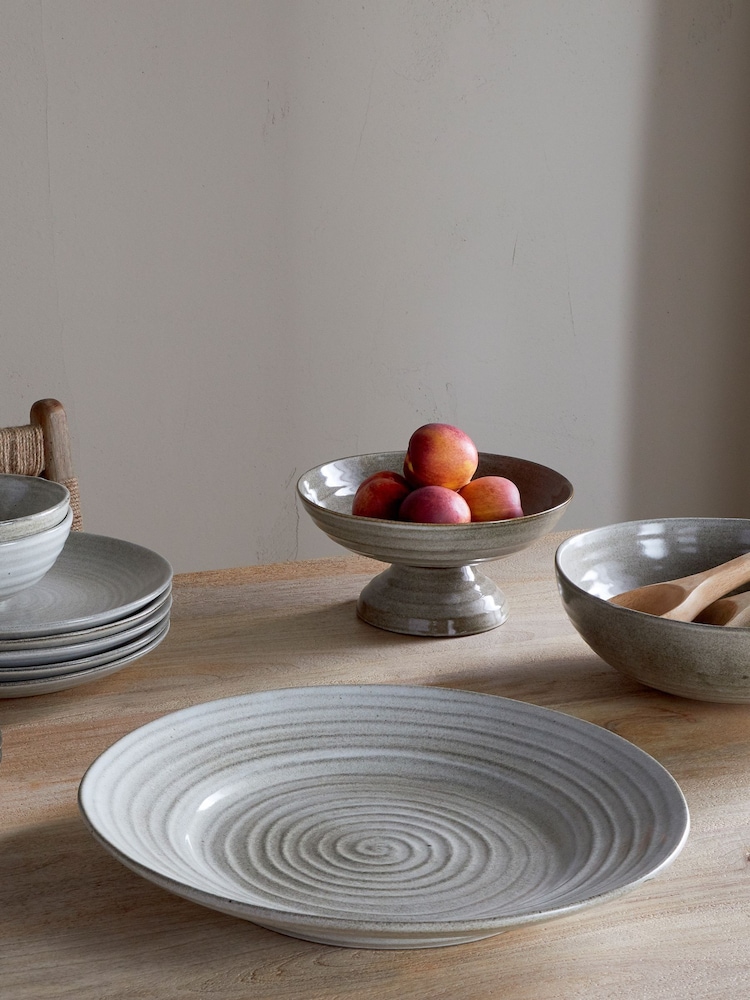 Nkuku Grey Valinha Earthenware Dinner Plate - Image 1 of 4 Nkuku Grey Valinha Earthenware Dinner Plate - Image 1 of 4
