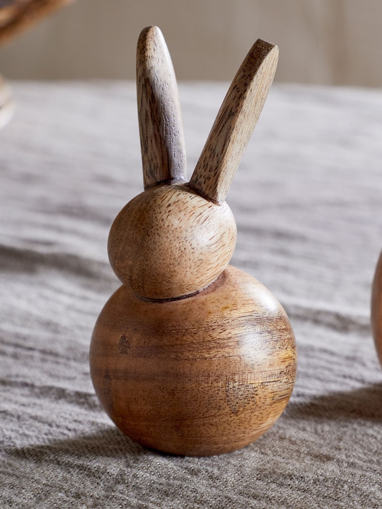 Nkuku Natural Khara Mango Wood Baby Rabbit Standing Decoration - Image 2 of 3