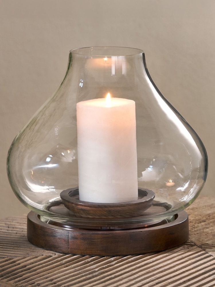 Nkuku Dark Stain Naryla Mango Wood Lantern - Image 1 of 2