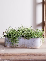 Nkuku Aged Zinc Japos Outdoor Planter Tray - Image 1 of 3