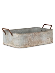 Nkuku Aged Zinc Japos Outdoor Planter Tray - Image 3 of 3