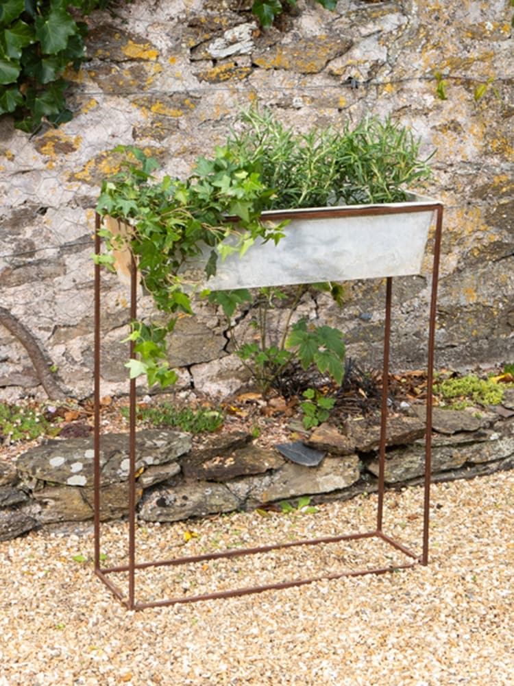 Nkuku Aged Zinc Narlu Wide Standing Planter - Image 1 of 3 Nkuku Aged Zinc Narlu Wide Standing Planter - Image 1 of 3