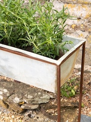Nkuku Aged Zinc Narlu Wide Standing Planter - Image 2 of 3