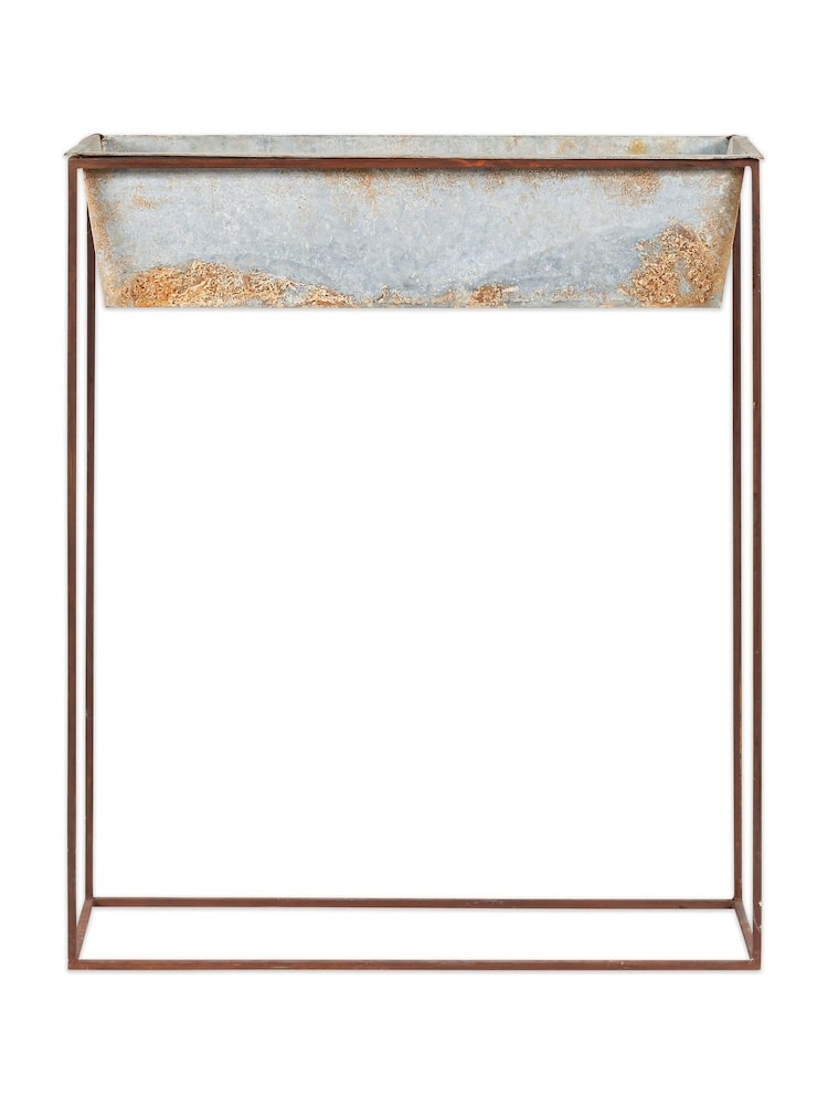 Nkuku Aged Zinc Narlu Wide Standing Planter - Image 3 of 3 Nkuku Aged Zinc Narlu Wide Standing Planter - Image 3 of 3