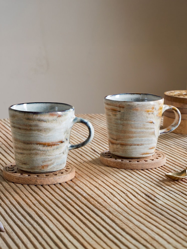 Nkuku Set of 2 Grey Vizo Mugs - Image 1 of 2 Nkuku Set of 2 Grey Vizo Mugs - Image 1 of 2