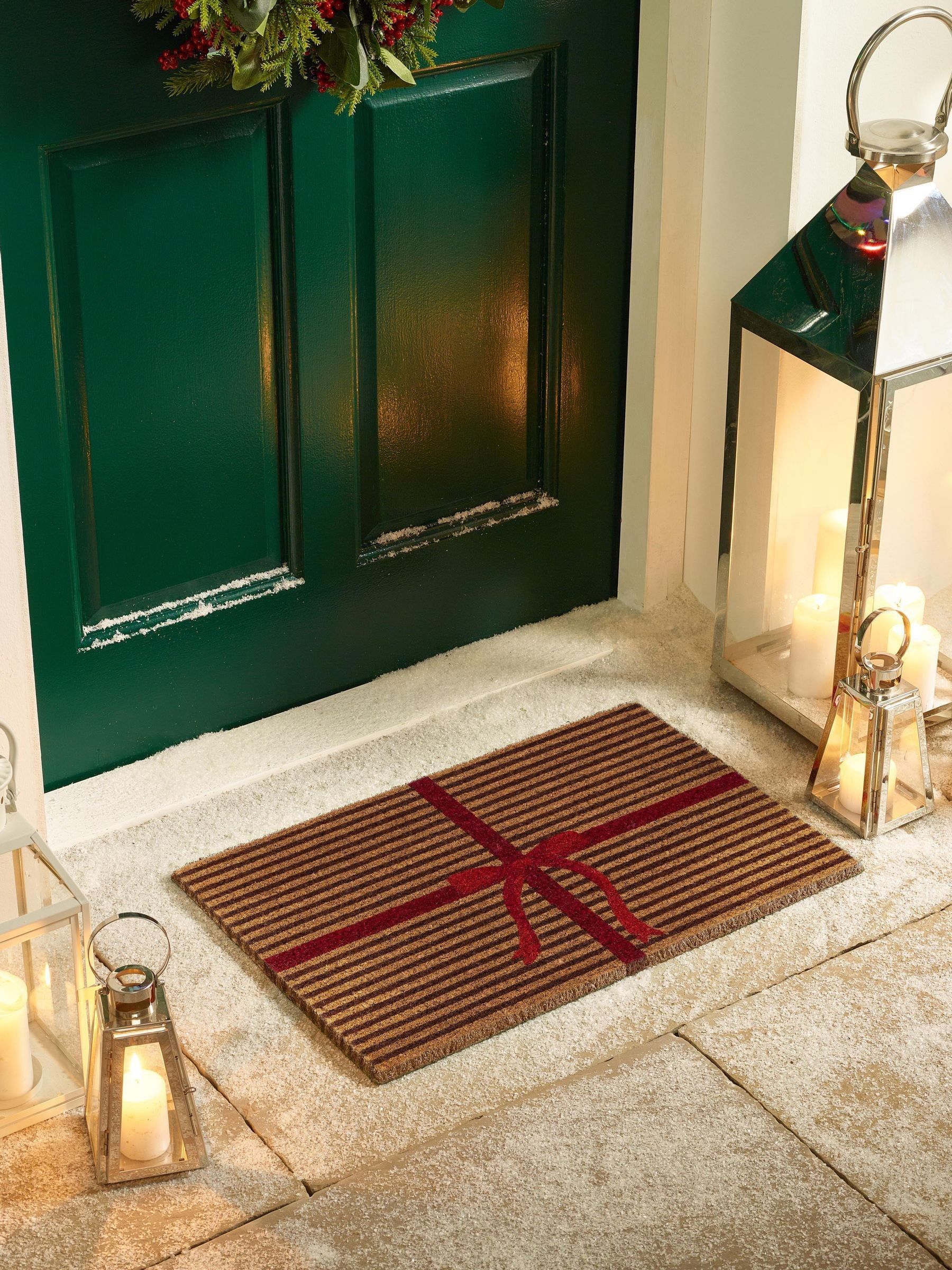 My Mat Red Christmas Gift Wrapped Coir Doormat