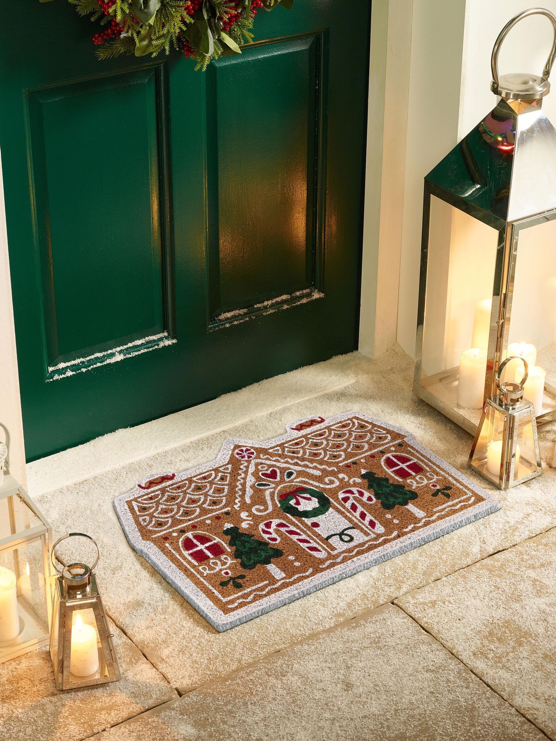 My Mat Natural Christmas Gingerbread Cottage Coir Doormat