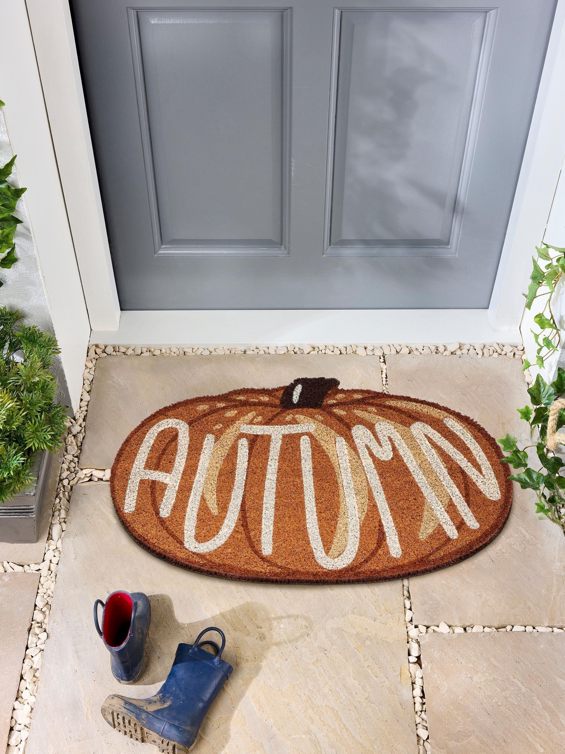 My Mat Orange Autumn Pumpkin Coir Doormat