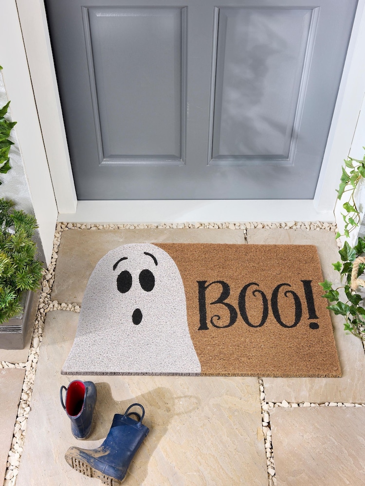 My Mat White Halloween Boo Coir Doormat - Image 1 of 3 My Mat White Halloween Boo Coir Doormat - Image 1 of 3