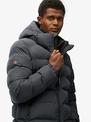 Superdry Grey Hooded Sports Puffer Jacket - Image 2 of 8