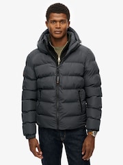 Superdry Grey Hooded Sports Puffer Jacket - Image 3 of 8