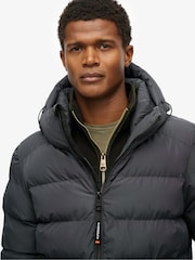 Superdry Grey Hooded Sports Puffer Jacket - Image 4 of 8