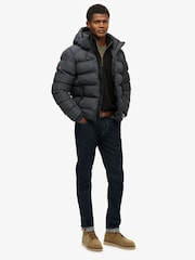 Superdry Grey Hooded Sports Puffer Jacket - Image 5 of 8