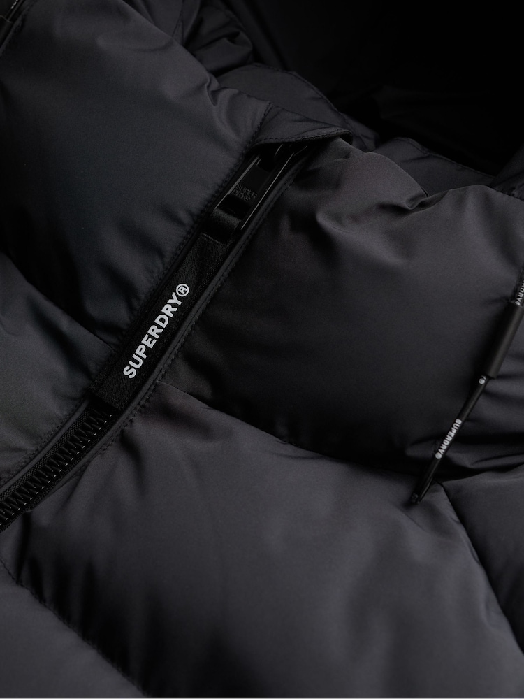 Superdry Grey Hooded Sports Puffer Jacket - Image 8 of 8