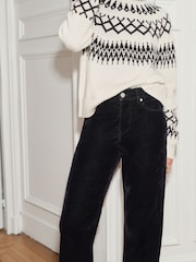 BHOEM Black Washed Velvet 5 Pockets Straight Stretch Jeans with Rivets - Image 2 of 4