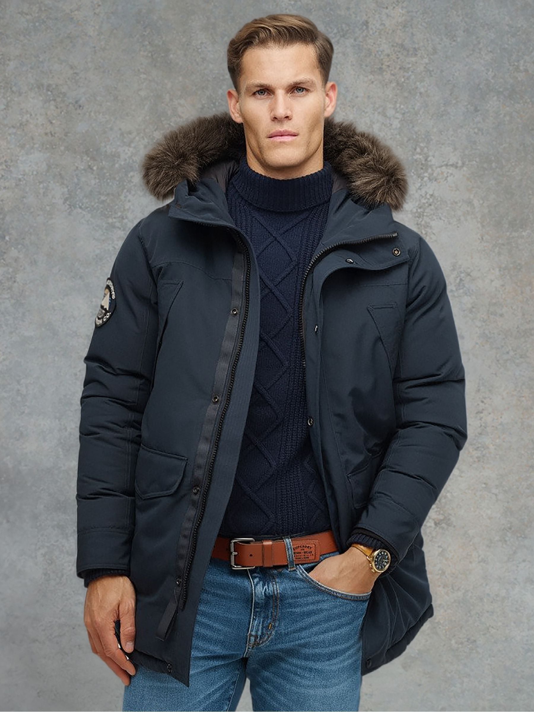 Superdry Everest Faux Parka Jacket, Eclipse Navy - S - Image 6