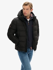 Superdry Black Hooded Sports Puffer Jacket - Image 4 of 6