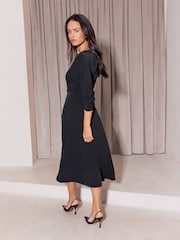 Sort - Lipsy Knot Side Batwing 3/4 Sleeve Midi Dress - Billede 4 af 5