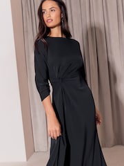 Sort - Lipsy Knot Side Batwing 3/4 Sleeve Midi Dress - Billede 5 af 5
