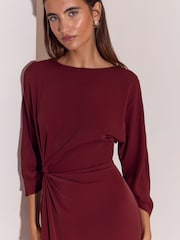 Bærrød - Lipsy Knot Side Batwing 3/4 Sleeve Midi Dress - Billede 5 af 6