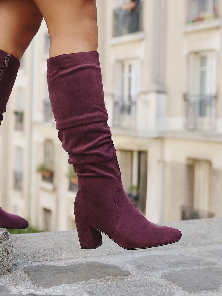 Linzi Red Brooke Ruched High Leg Boots - Image 1 of 5 Linzi Red Brooke Ruched High Leg Boots - Image 1 of 5