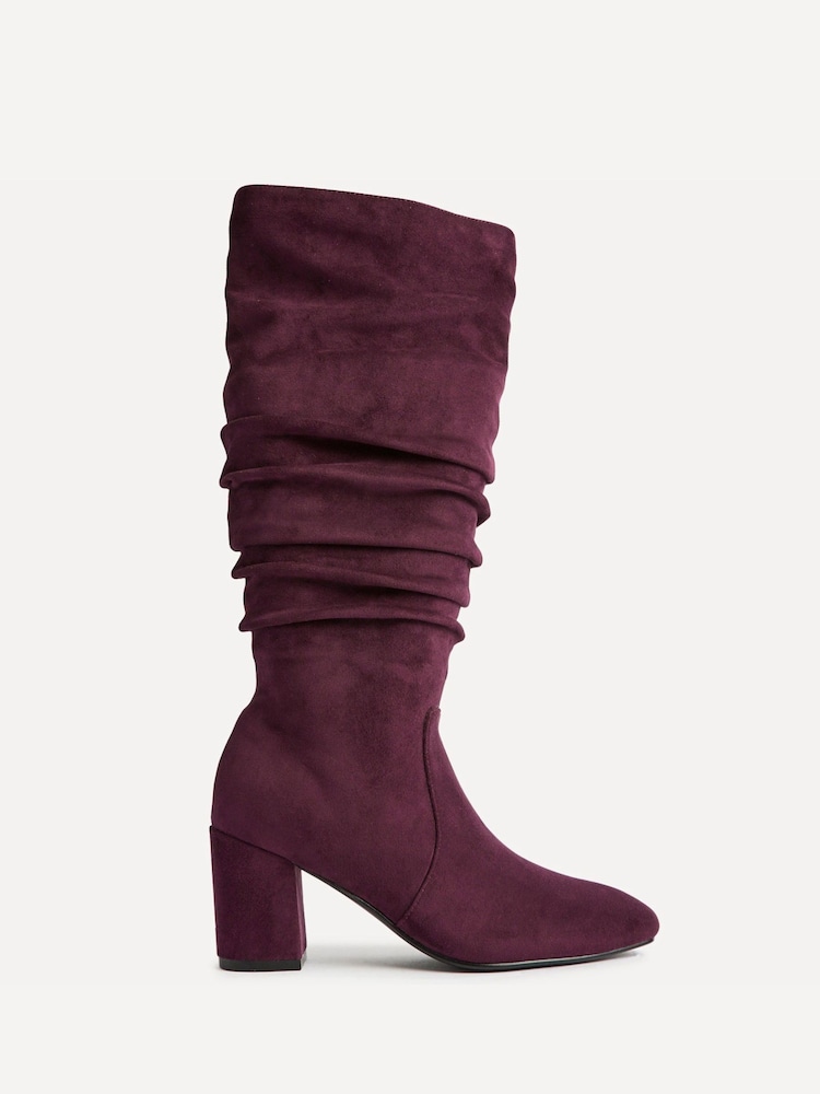 Linzi Red Brooke Ruched High Leg Boots - Image 2 of 5 Linzi Red Brooke Ruched High Leg Boots - Image 2 of 5