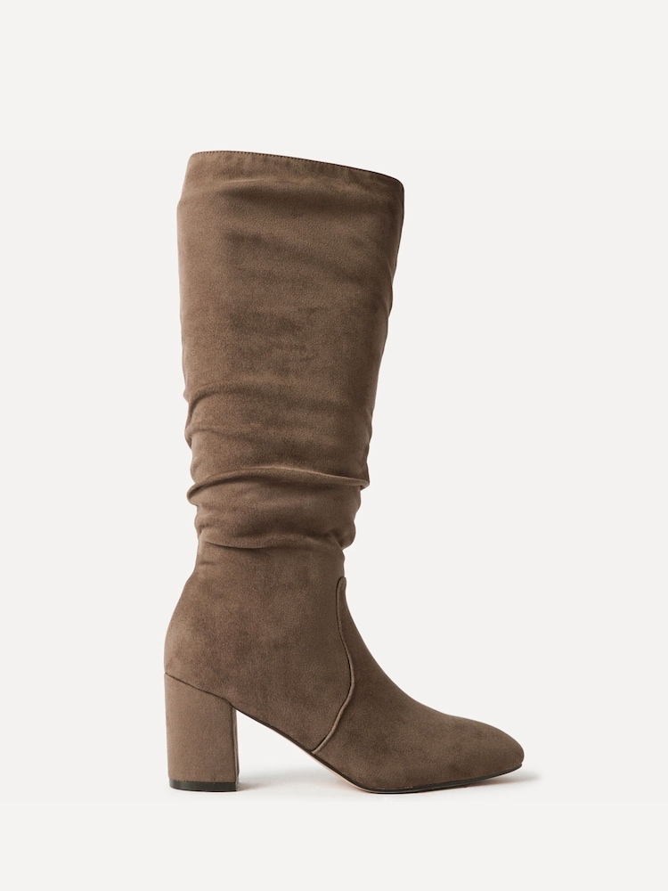 Linzi Mocha Brown Brooke Ruched High Leg Boots - Image 2 of 5 Linzi Mocha Brown Brooke Ruched High Leg Boots - Image 2 of 5