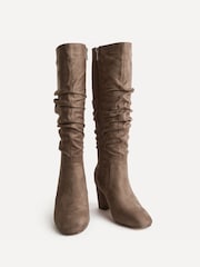 Linzi Mocha Brown Brooke Ruched High Leg Boots - Image 3 of 5
