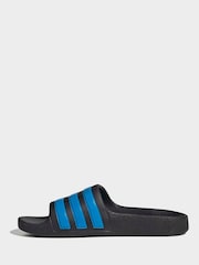 adidas Black/Blue Adilette Kids Swim Sandals - Image 2 of 9